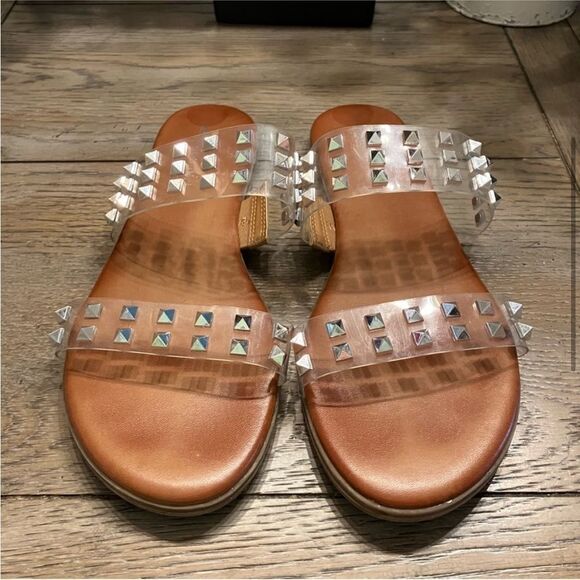 Steve Madden Girl Fetch Clear Studded Slip on sandals size 8.5 - Picture 4 of 9